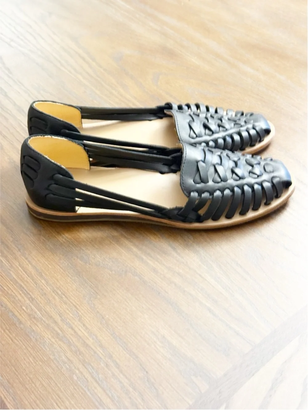 Nisolo Women's Huarache Leather Sandal Black 7.5 NWOT - Picture 7 of 12